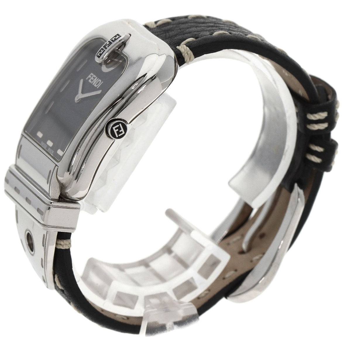 FENDI Watches Quartz 3800G Stainless Steel Silver Buckle motif black dial