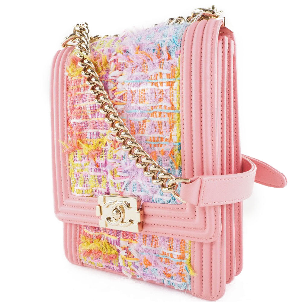 CHANEL Shoulder Bag AS0130 Tweed, Lambskin pink COCO Mark Boy chanel ChainShoulder Women