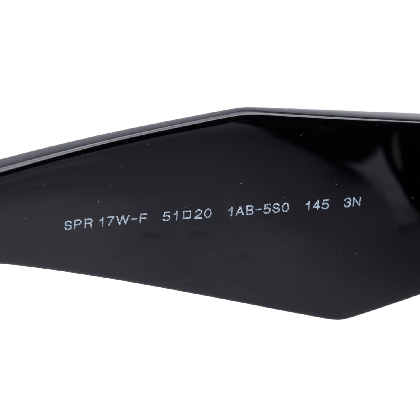 Prada SPR 17W Black Acetate Symbole Rectangular Sunglasses