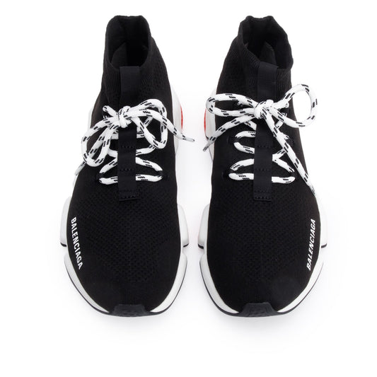 Balenciaga Black Knit Tricolor Sole Lace-Up Speed Trainer Sock Sneakers, Size 39