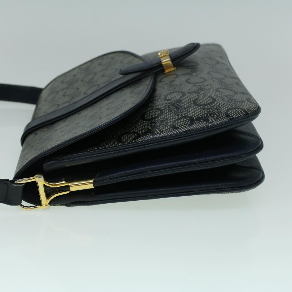 Luxury CELINE C Macadam Canvas Shoulder Bag Coated Canvas Navy 60345