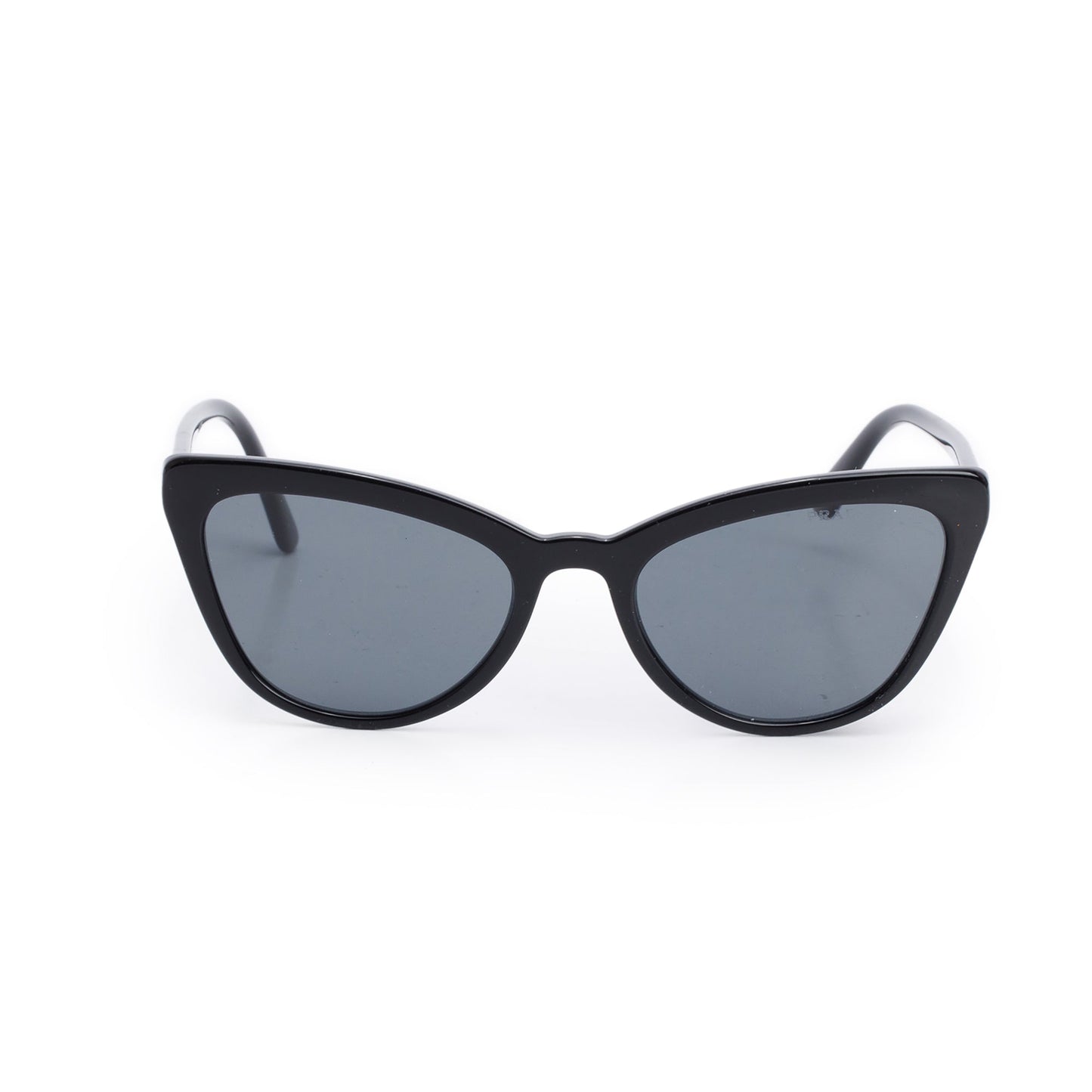 Prada SPR 01V Black Acetate Cat Eye Sunglasses
