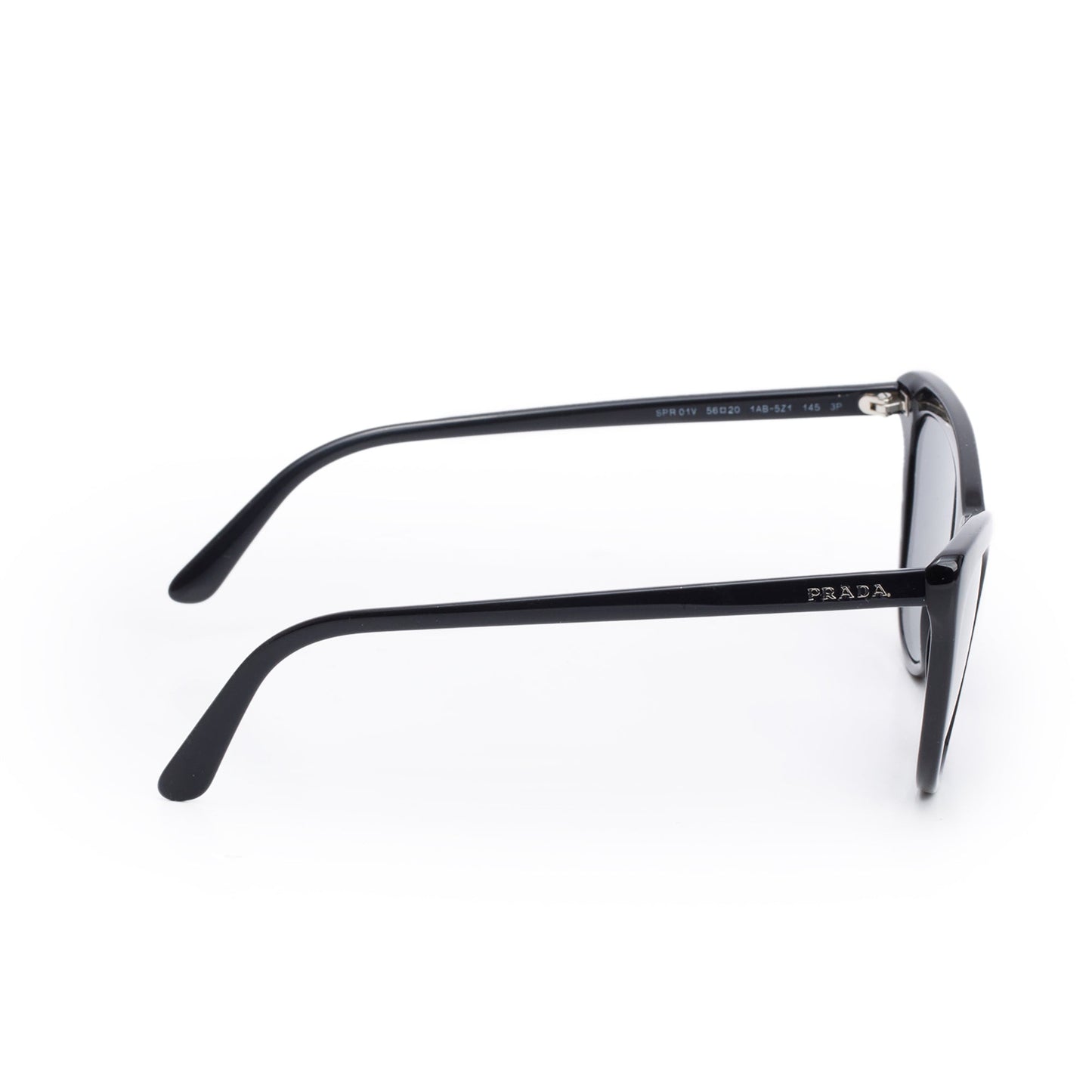 Prada SPR 01V Black Acetate Cat Eye Sunglasses