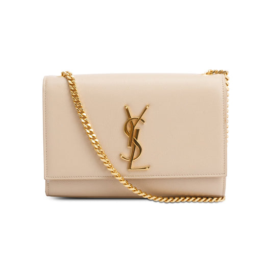 Saint Laurent Nude Grain De Poudre Leather Small Monogram Kate Bag