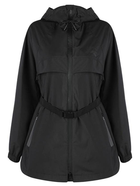 Luxury Burberry EKD Print Belted Lightweight Short Parka Black