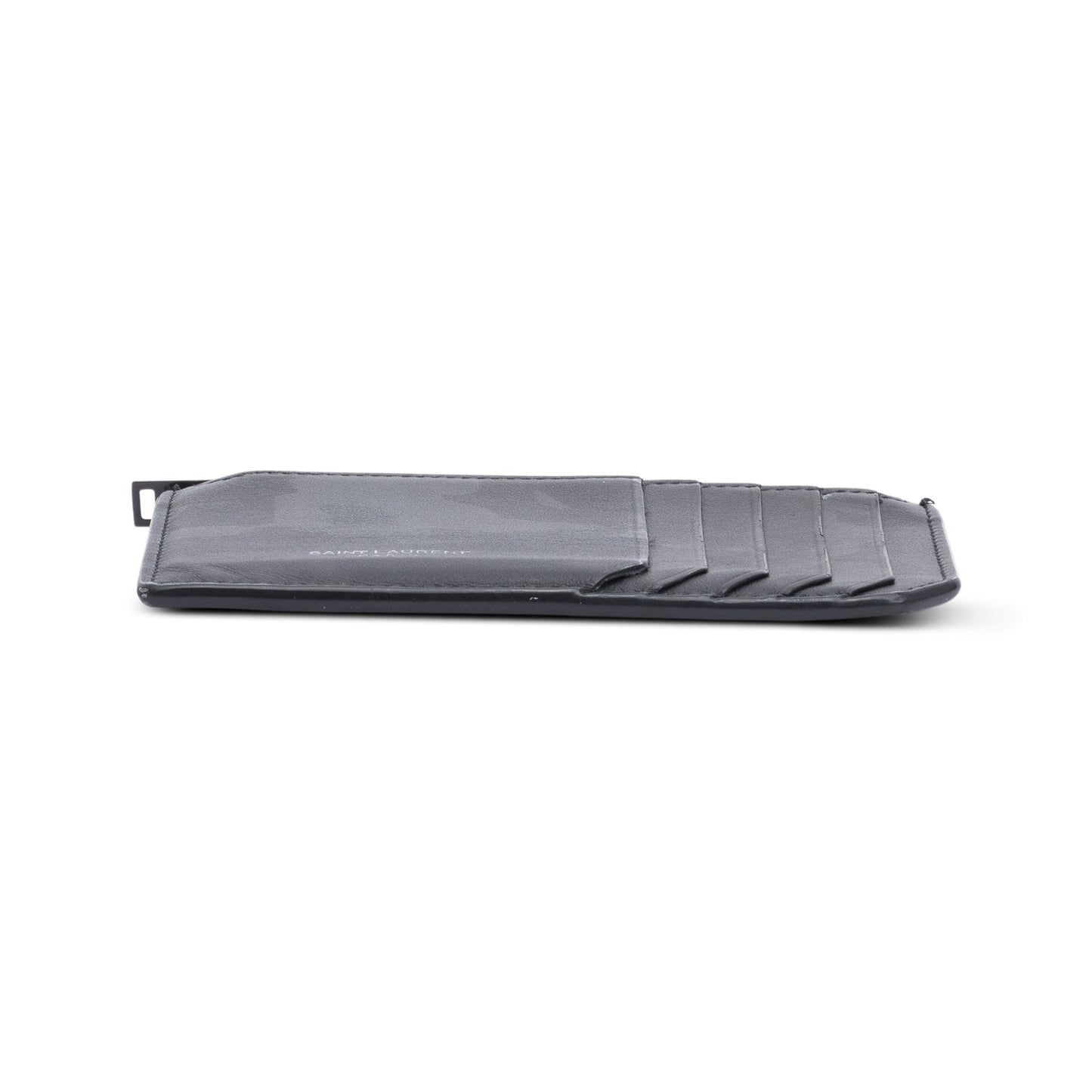 Saint Laurent Black Camouflage Calfskin Leather Fragments Zipped Card Case