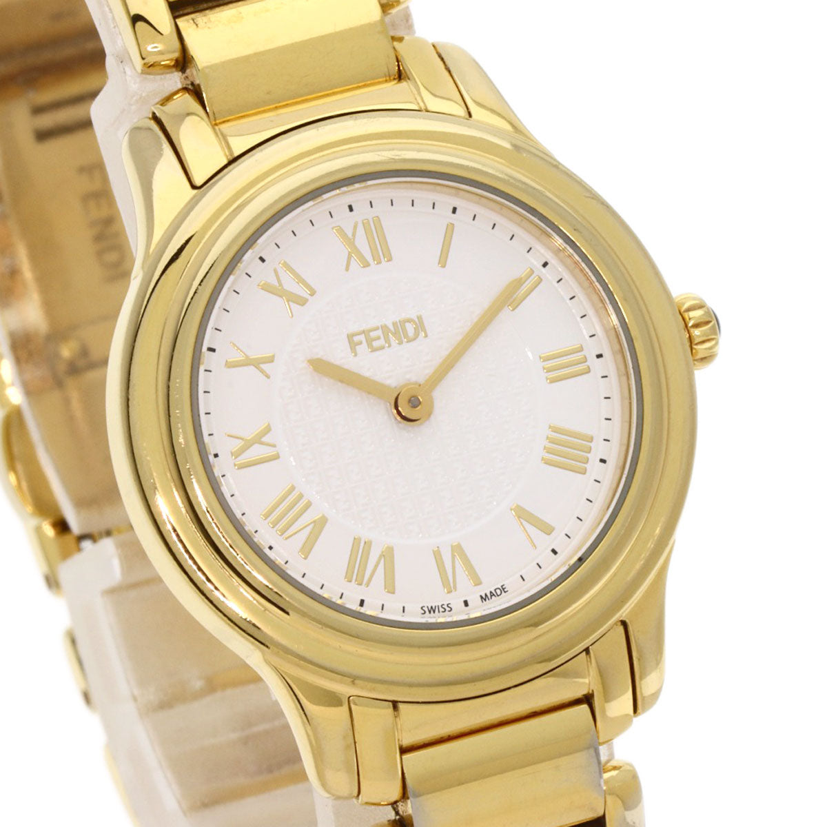 FENDI Watches Quartz 25000L Gold Plated , Gold Plated gold Round face white dial Women