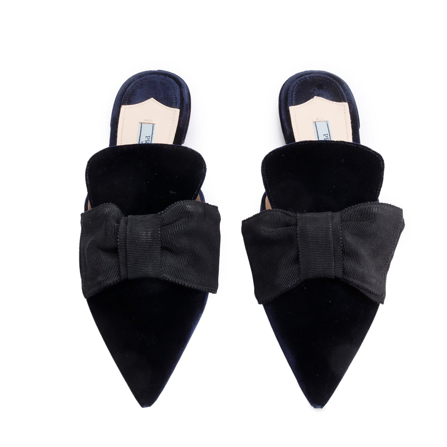 Prada Black Velvet Bow Accent Mules, Size 38