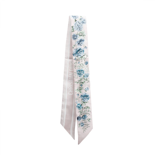 Christian Dior Pink Multicolor D-Floral Mitzah Silk Twilly