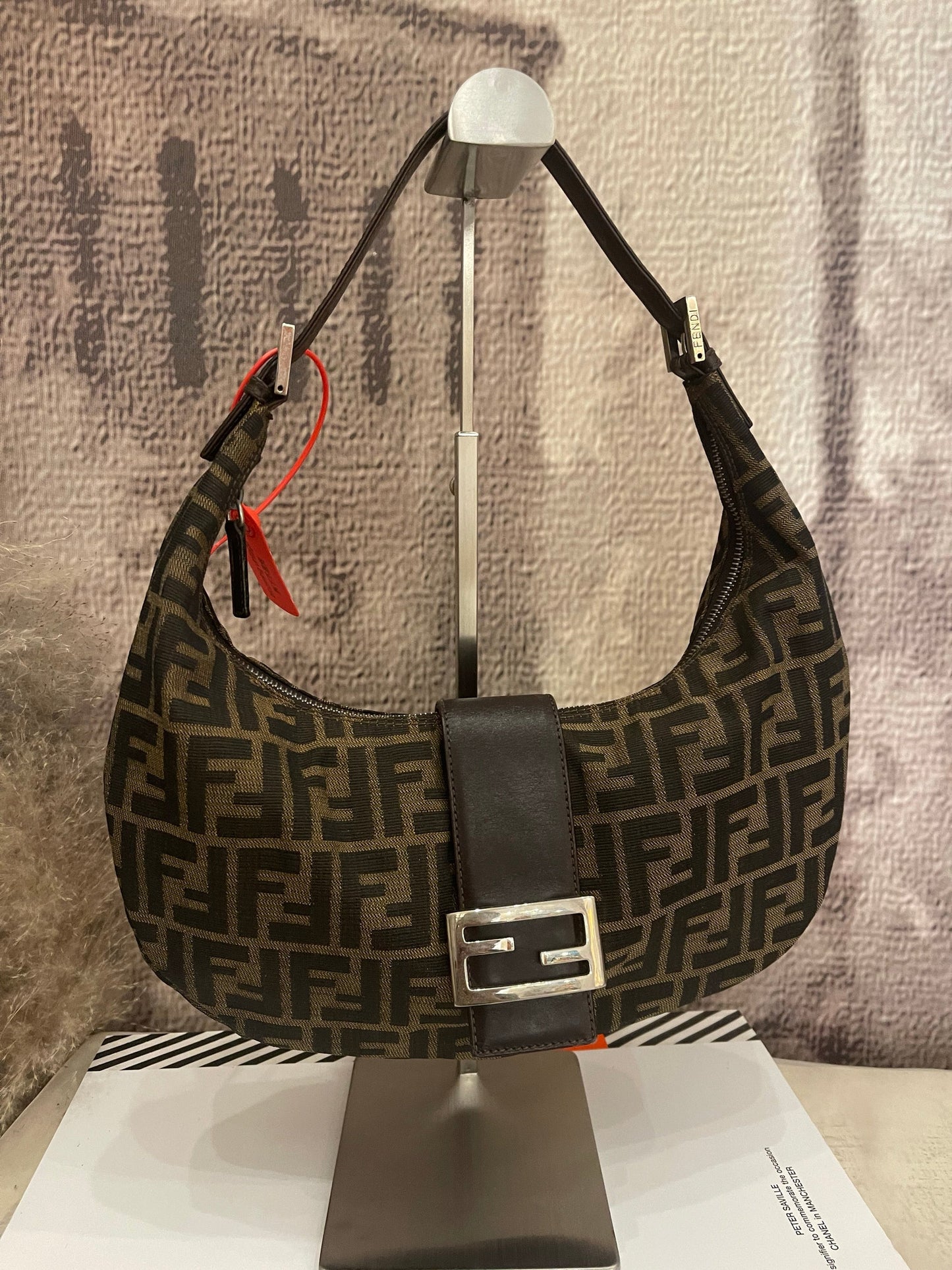 Fendi Croissant Shoulder Bag Medium Zucca Monogram Canvas