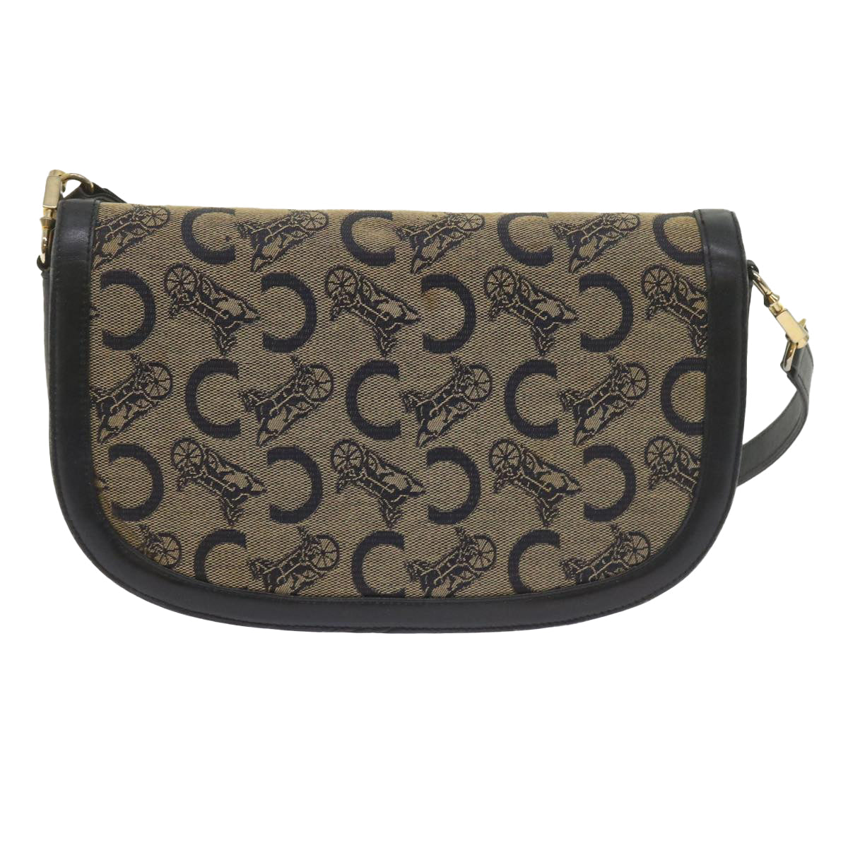 Luxury CELINE C Macadam Canvas Shoulder Bag Navy  60439
