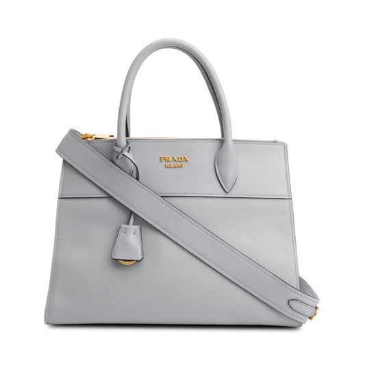 Prada Grey Saffiano & City Calf Leather Small Paradigme Tote