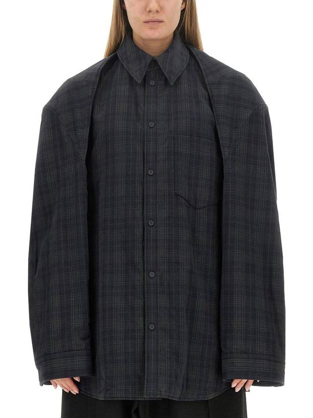 Luxury Balenciaga Trending 2026 Checked Pattern Long Sleeve Shirt Grey