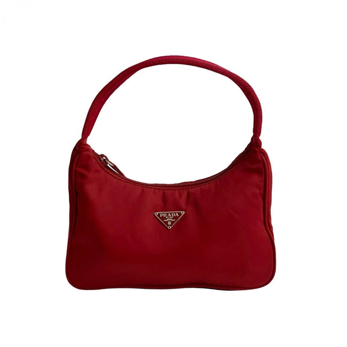 PRADA Handbag Nylon Red Triangle Logo Metal Women