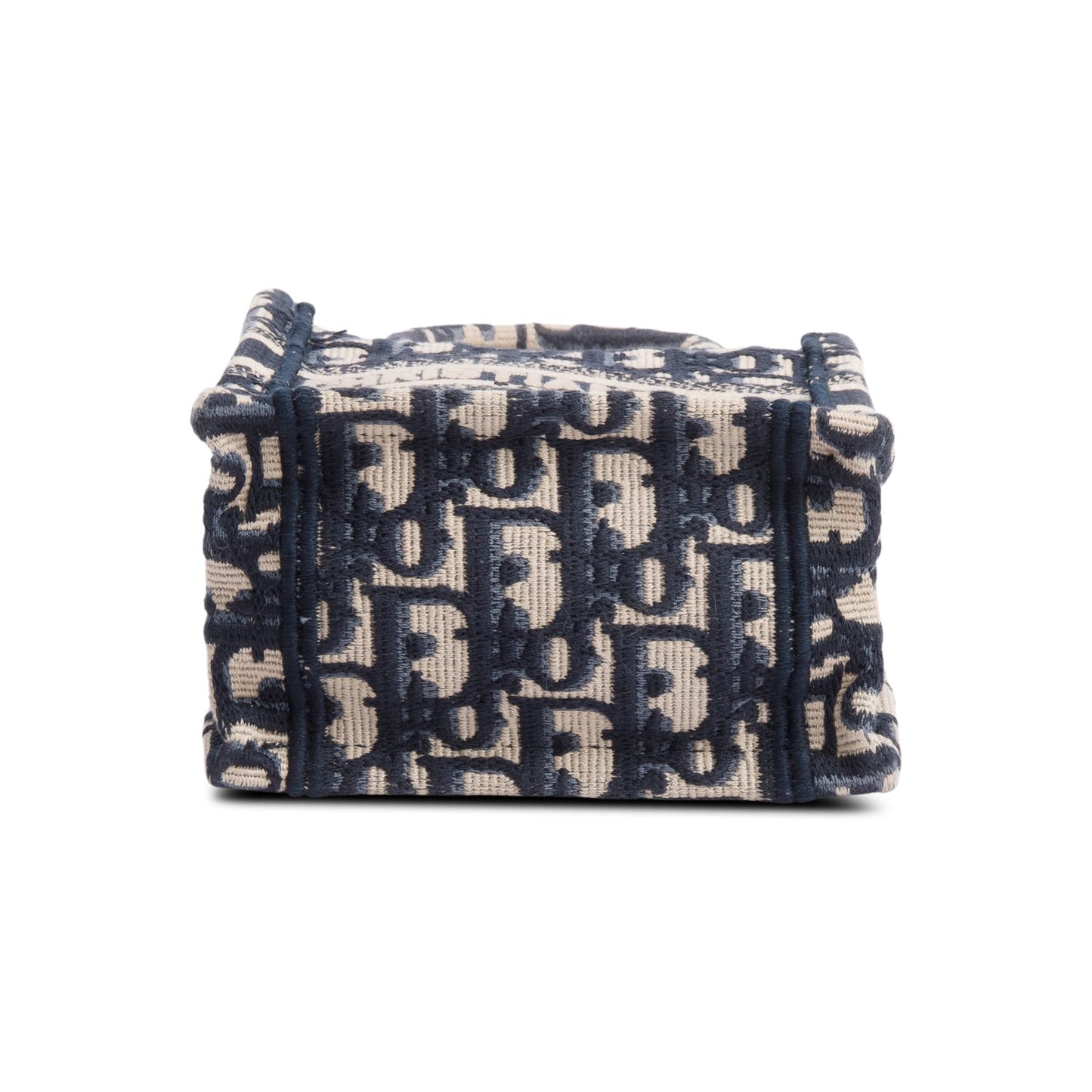 Christian Dior 2022 Blue Oblique Embroidery Mini Vertical Book Tote