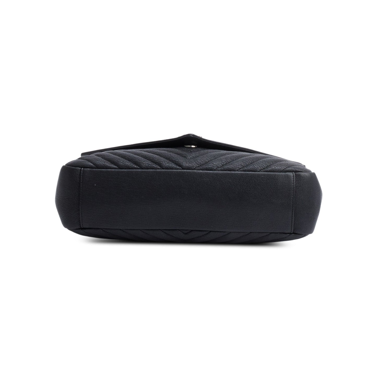 Saint Laurent Black Chevron Leather Large Chevron College Bag