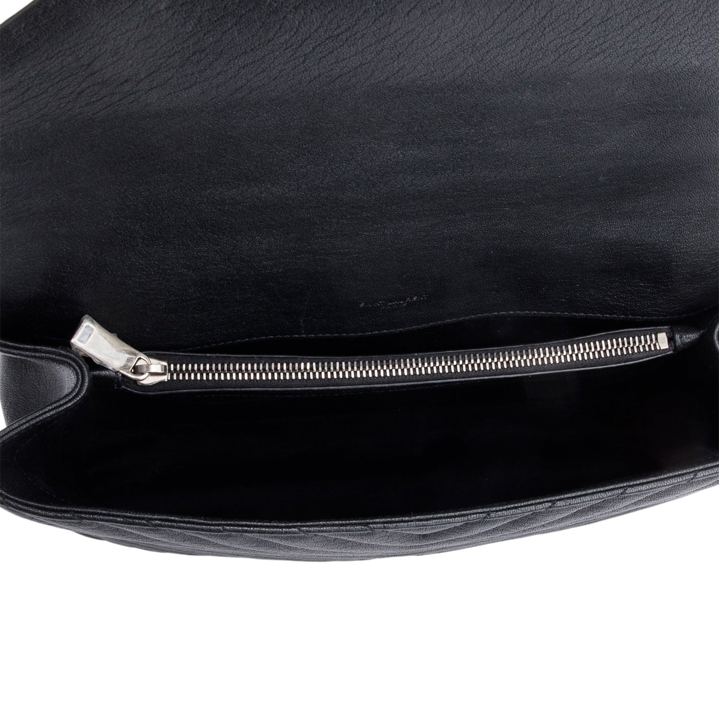 Saint Laurent Black Chevron Leather Large Chevron College Bag
