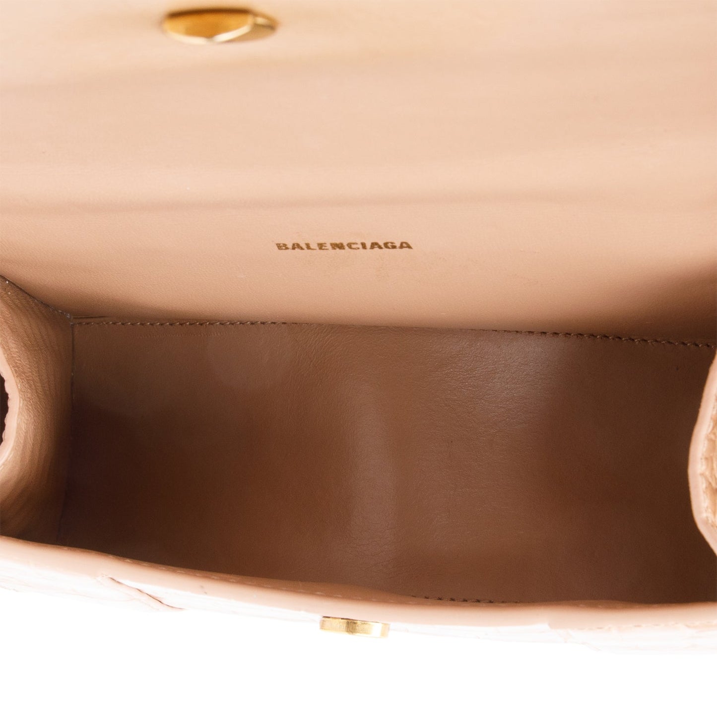 Balenciaga Beige Croc-Embossed Leather XS Hourglass Top Handle Bag