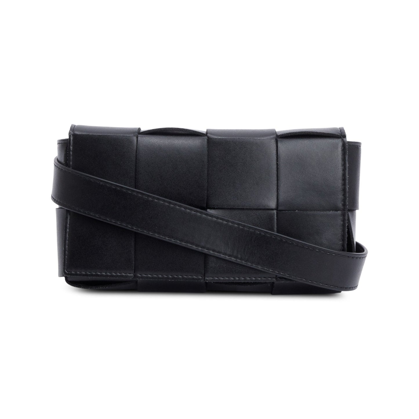 Bottega Veneta Black Nappa Leather Intrecciato Cassette Belt Bag