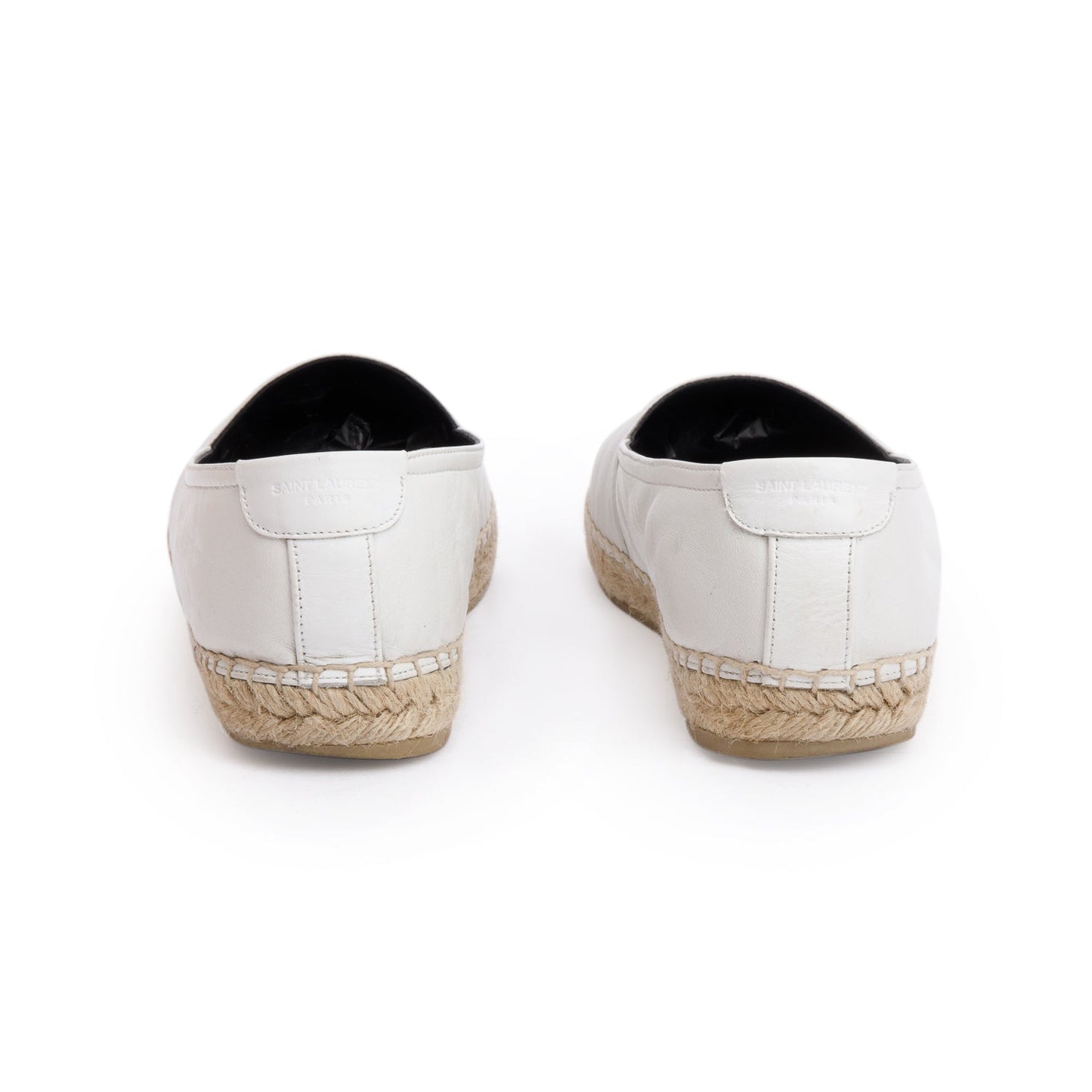 Saint Laurent White Lambskin Leather Espadrilles, Size 40