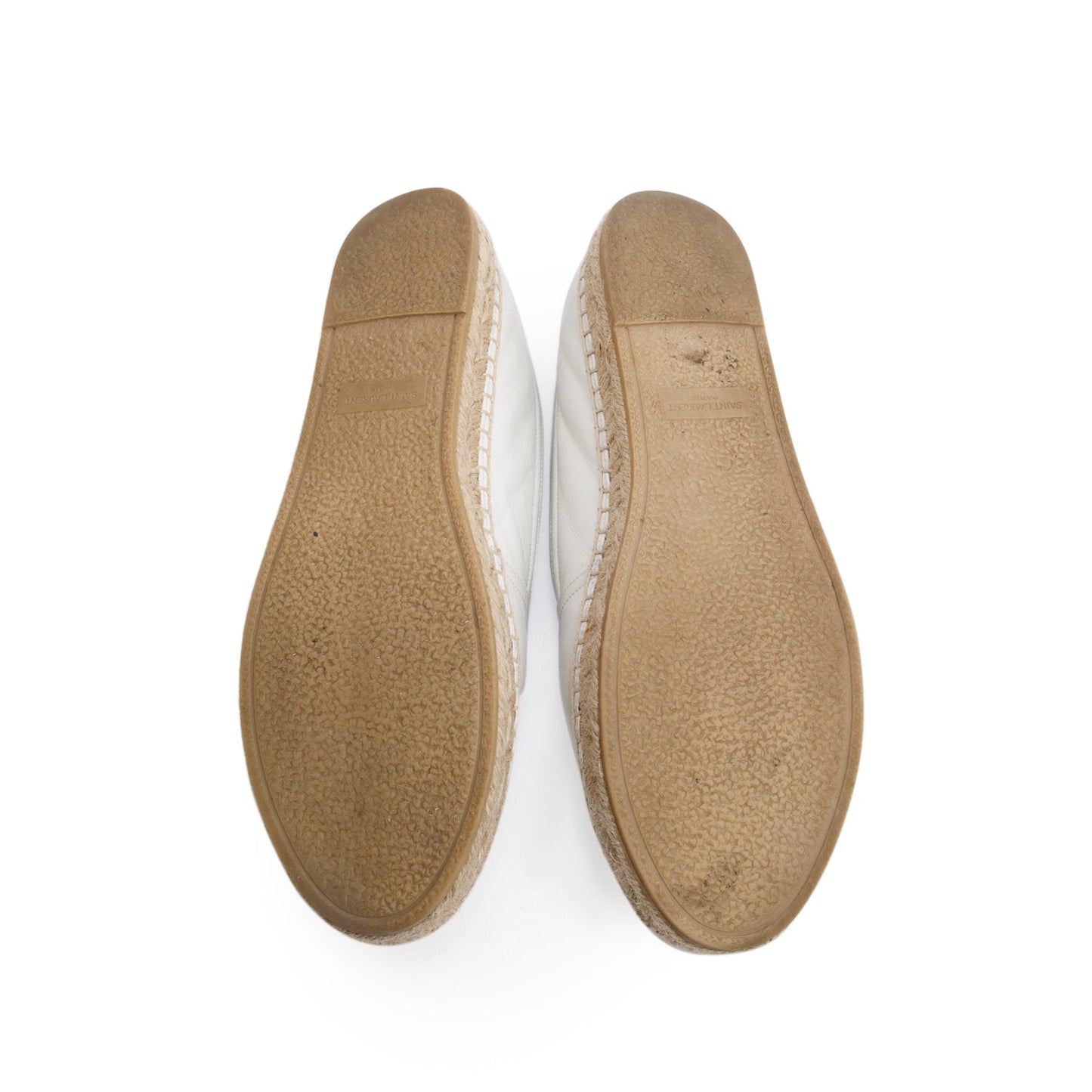 Saint Laurent White Lambskin Leather Espadrilles, Size 40