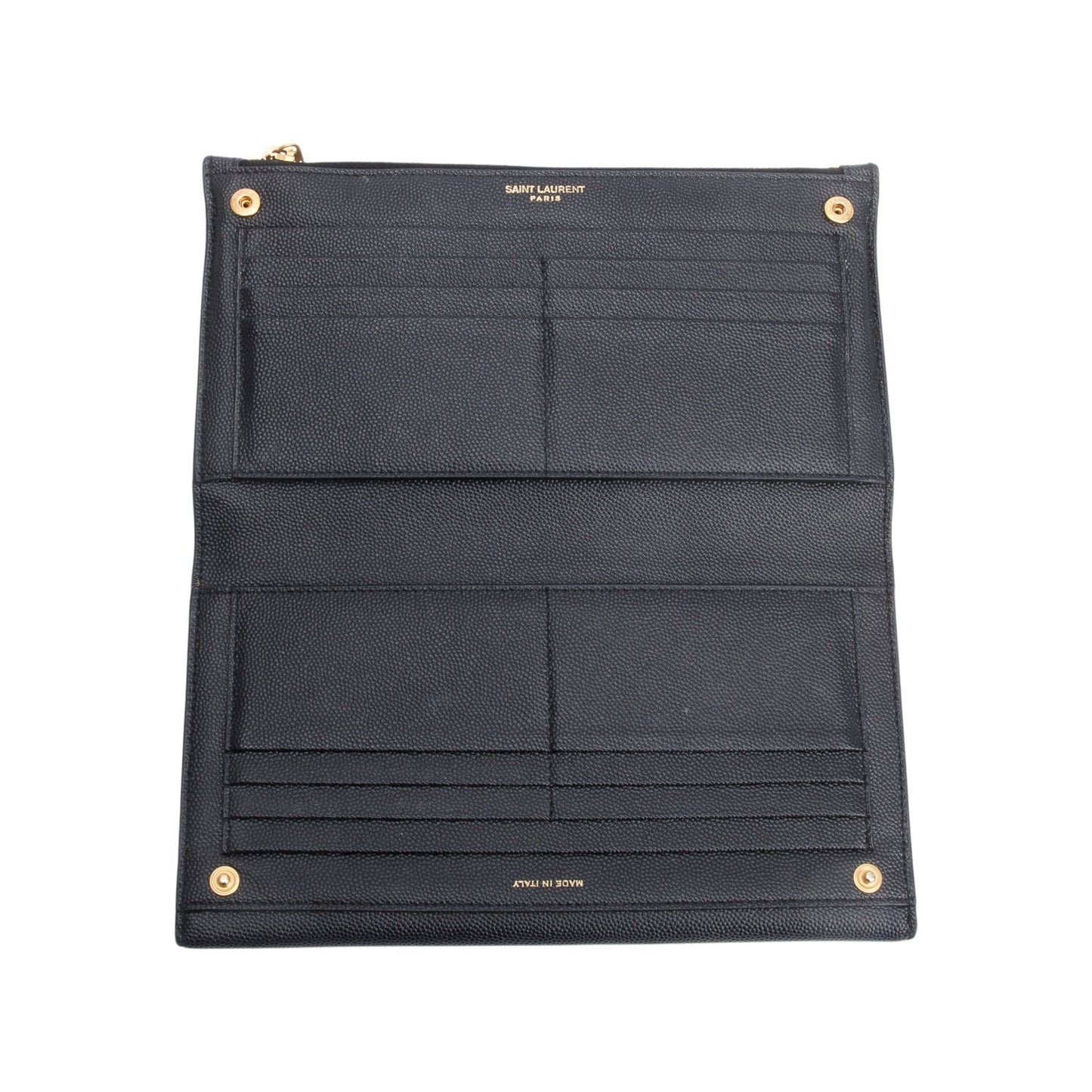 Saint Laurent Black Grain De Poudre Leather Large Flap Uptown Wallet Clutch