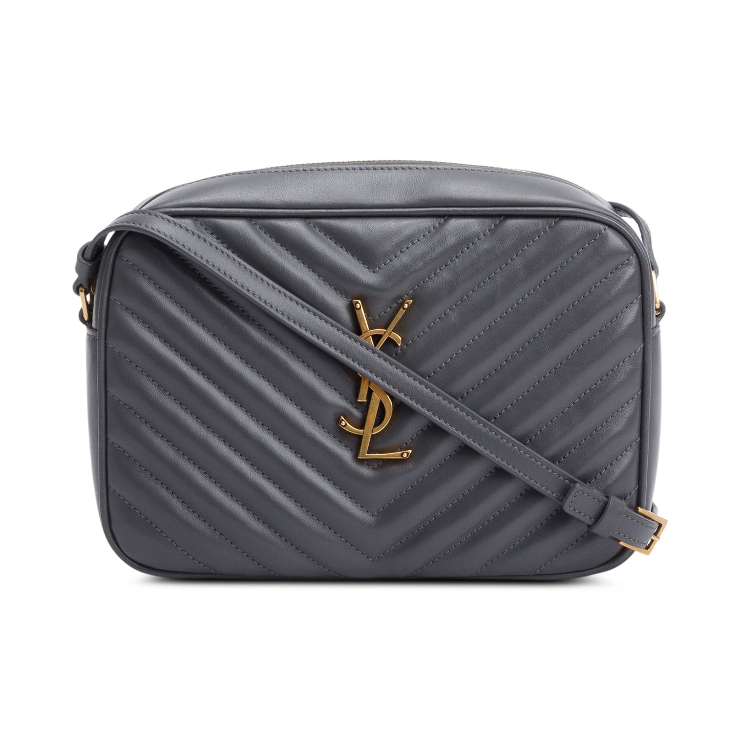 Saint Laurent 2021 Grey Quilted Leather Lou Camera Bag