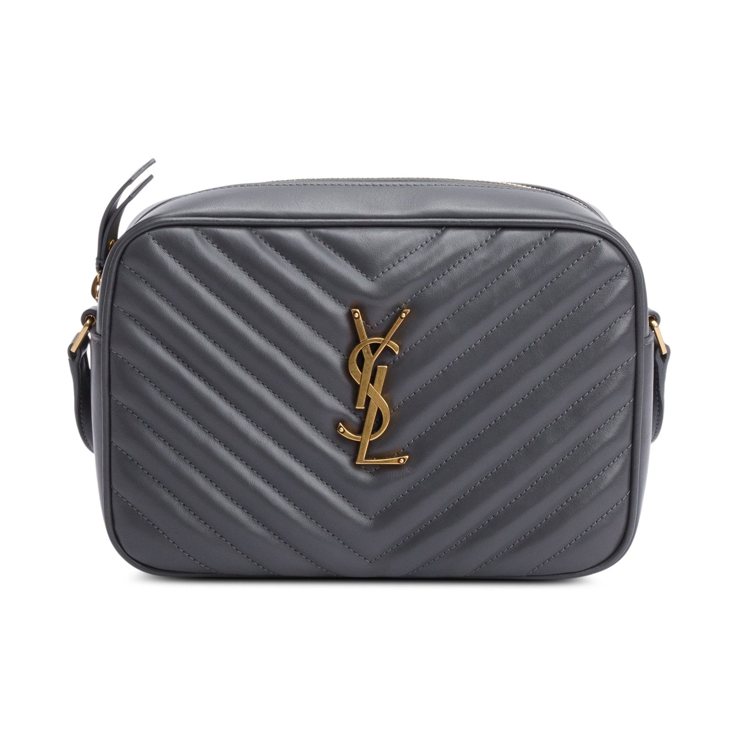 Saint Laurent 2021 Grey Quilted Leather Lou Camera Bag
