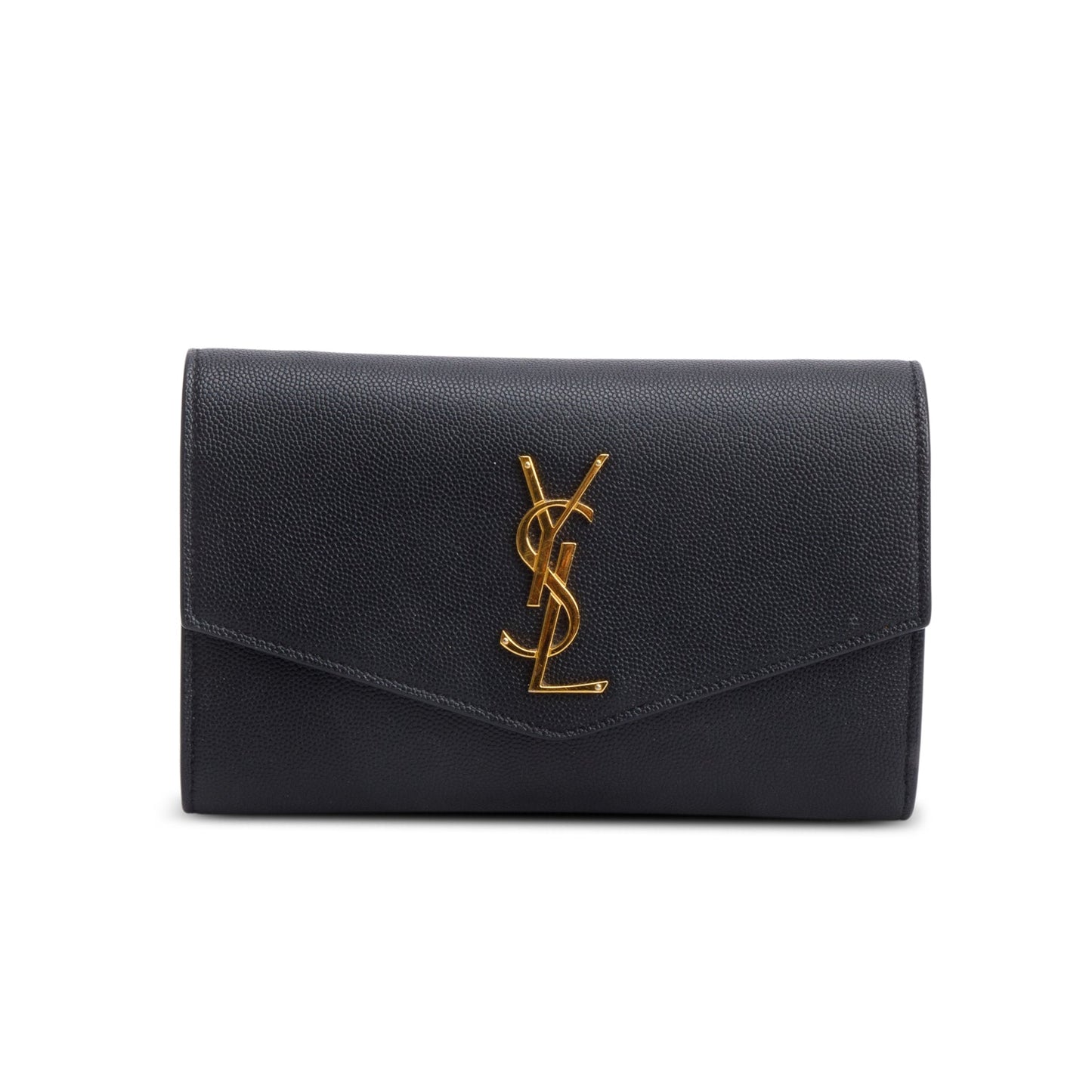 Saint Laurent Black Grain De Poudre Leather Uptown Chain Wallet