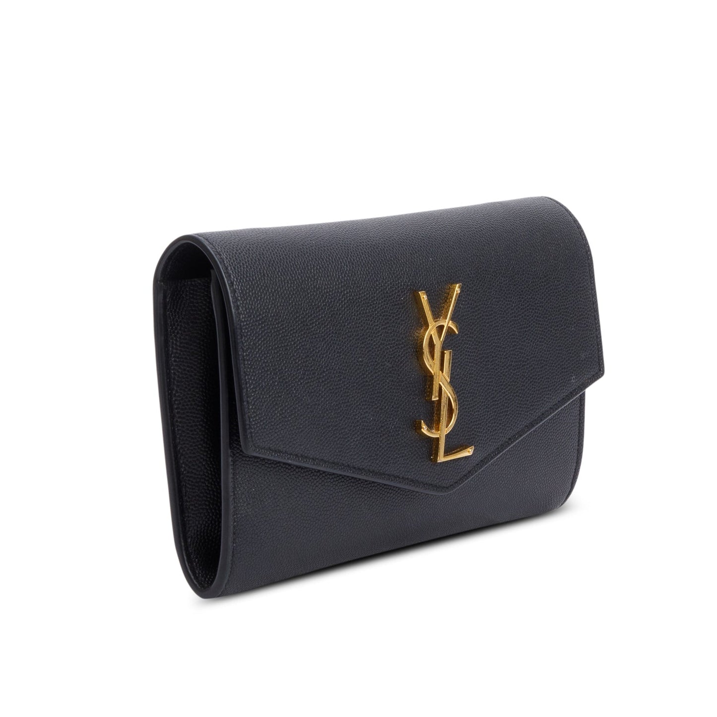 Saint Laurent Black Grain De Poudre Leather Uptown Chain Wallet