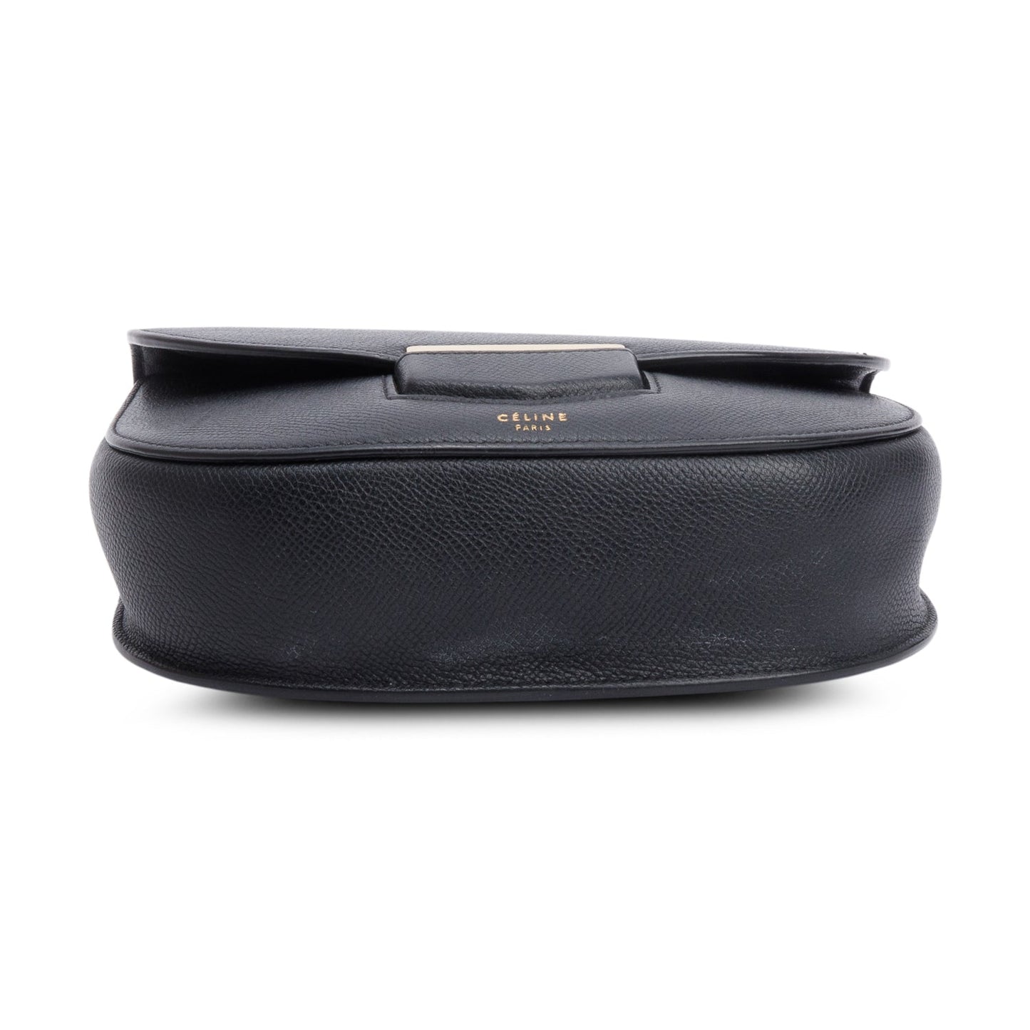 Celine Black Grained Leather Small Trotteur Crossbody Bag