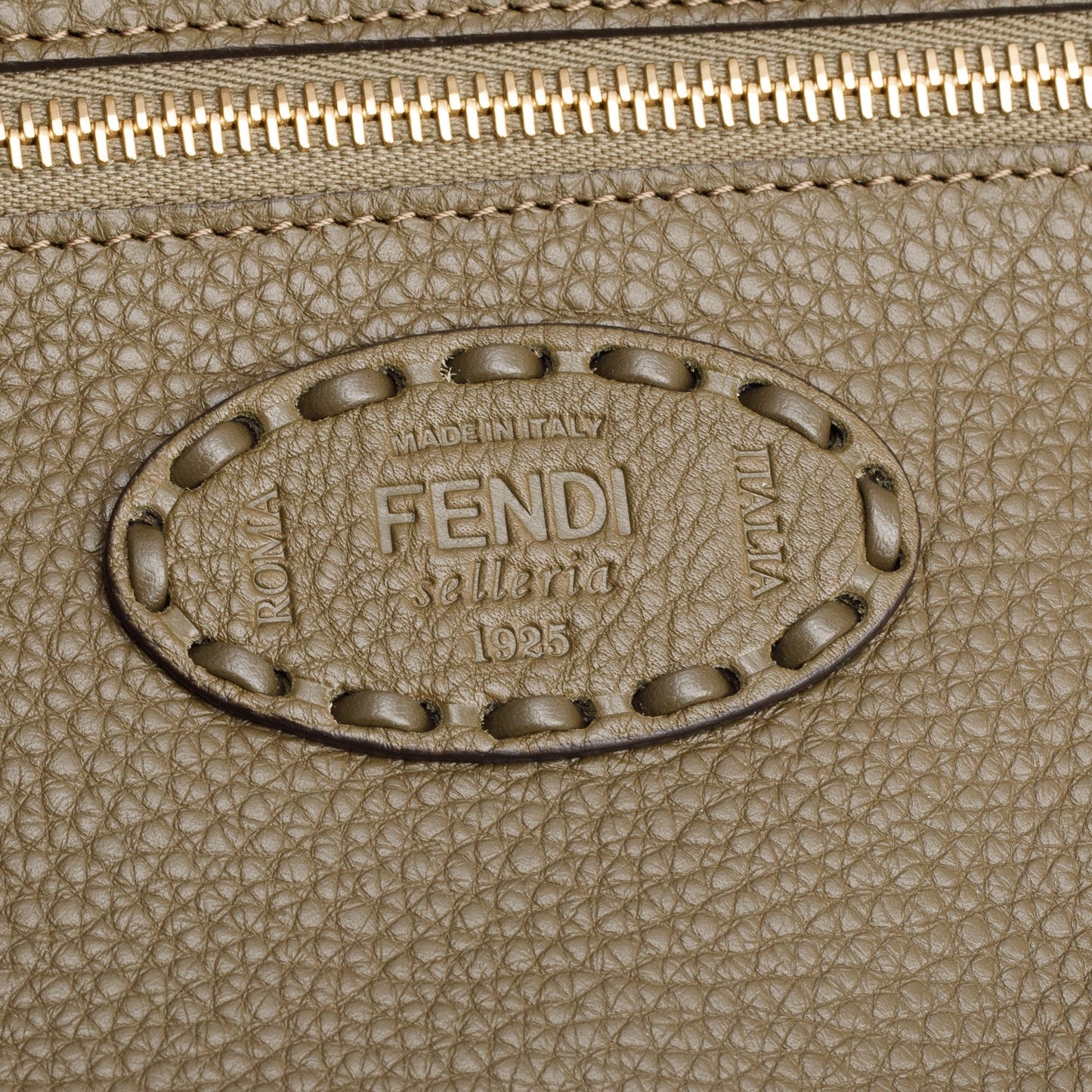 Fendi Grey Leather Medium Selleria Roll Tote