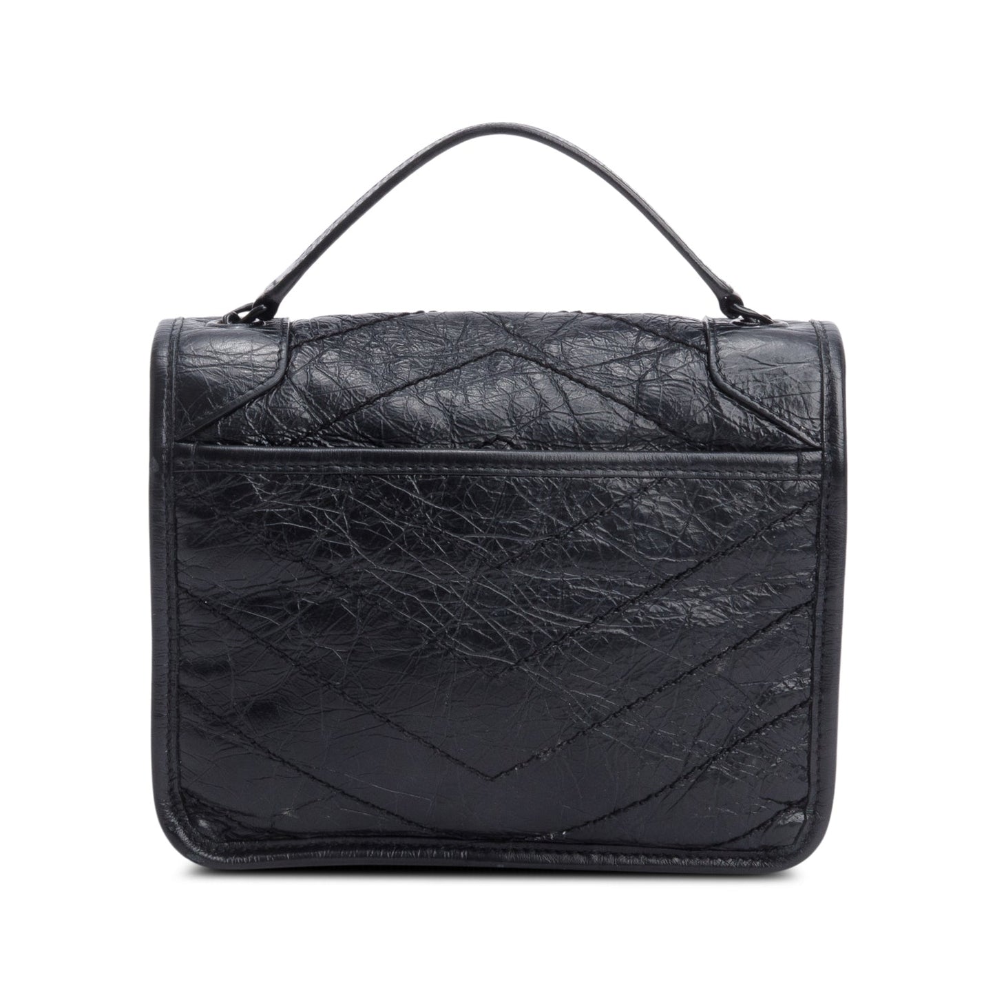 Saint Laurent Black Crinkled Calfskin Matelasse Niki Chain Wallet