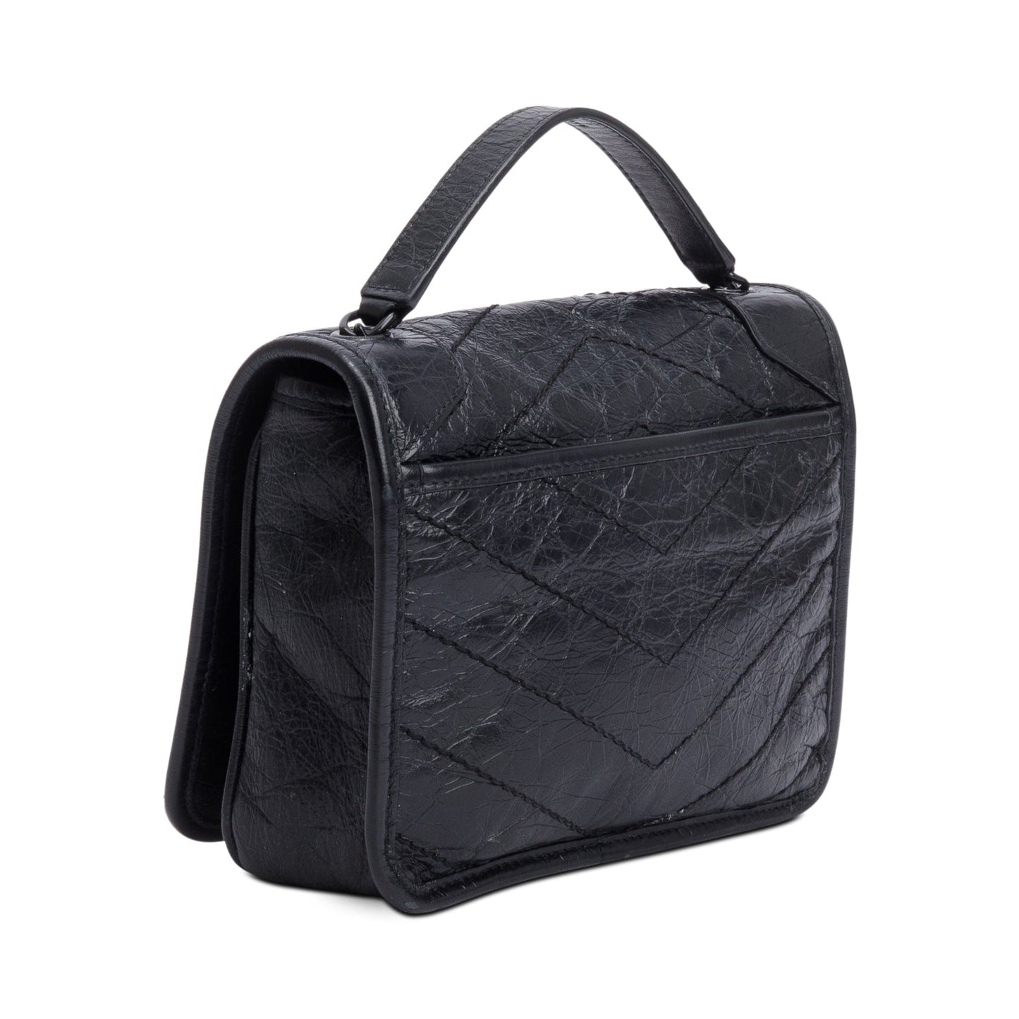 Saint Laurent Black Crinkled Calfskin Matelasse Niki Chain Wallet