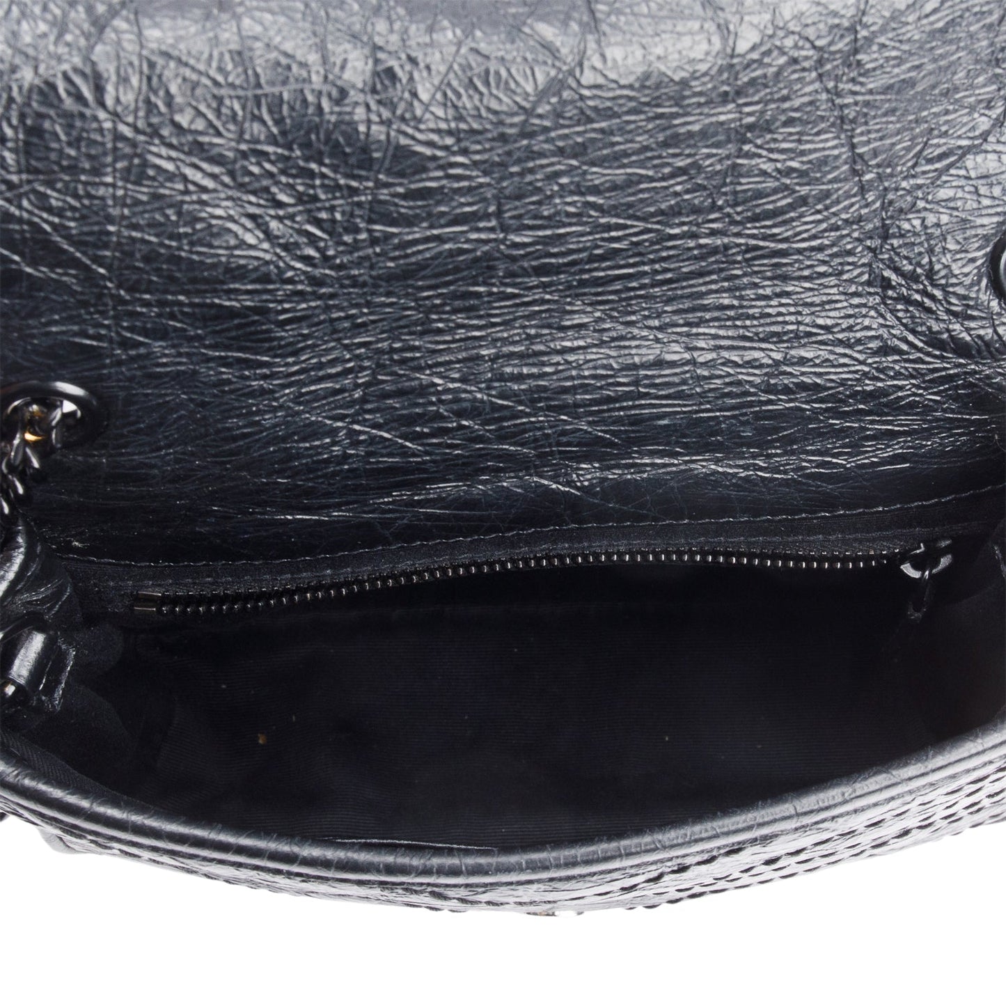 Saint Laurent Black Crinkled Calfskin Matelasse Niki Chain Wallet