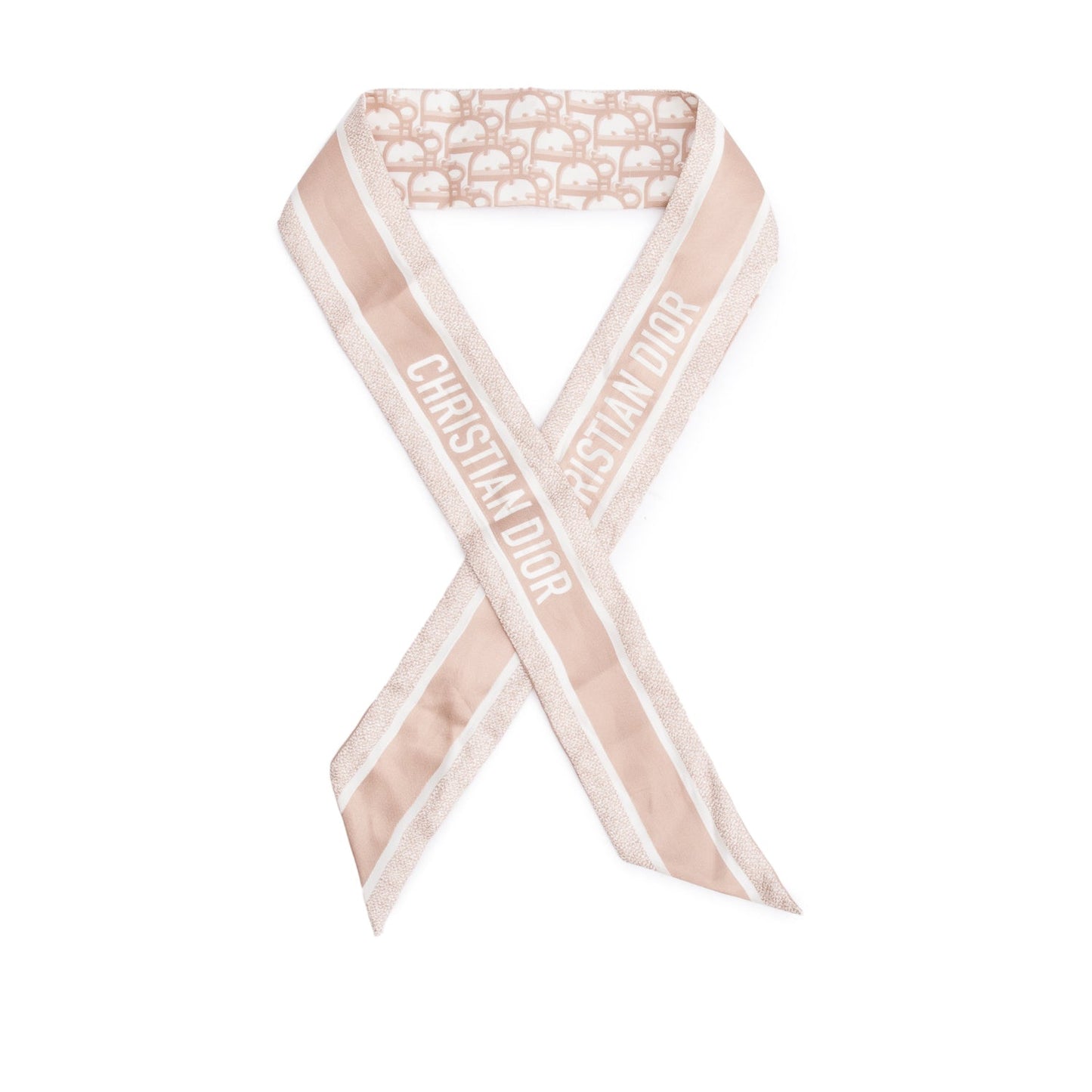 Christian Dior Beige Rose Des Vents Mitzah Silk Twilly