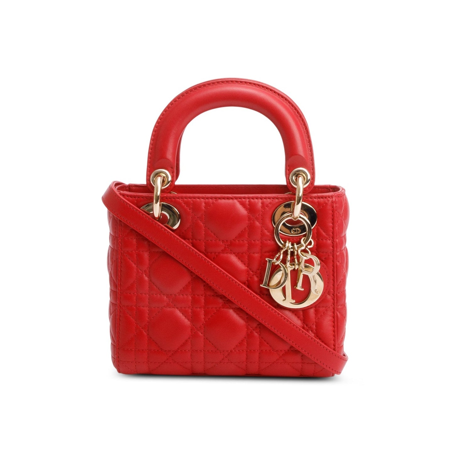 Christian Dior Red Cannage Leather Mini Lady Dior Bag