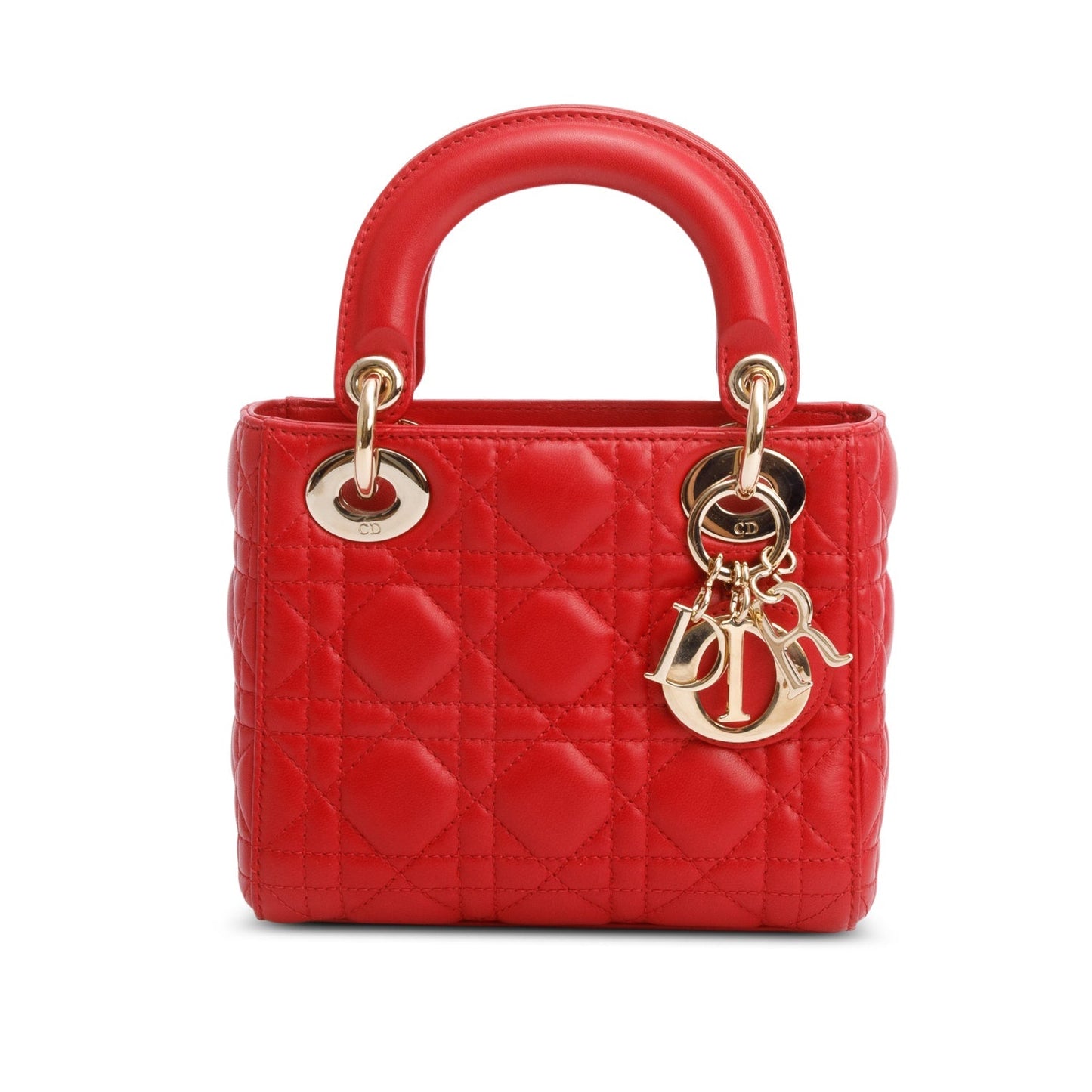 Christian Dior Red Cannage Leather Mini Lady Dior Bag