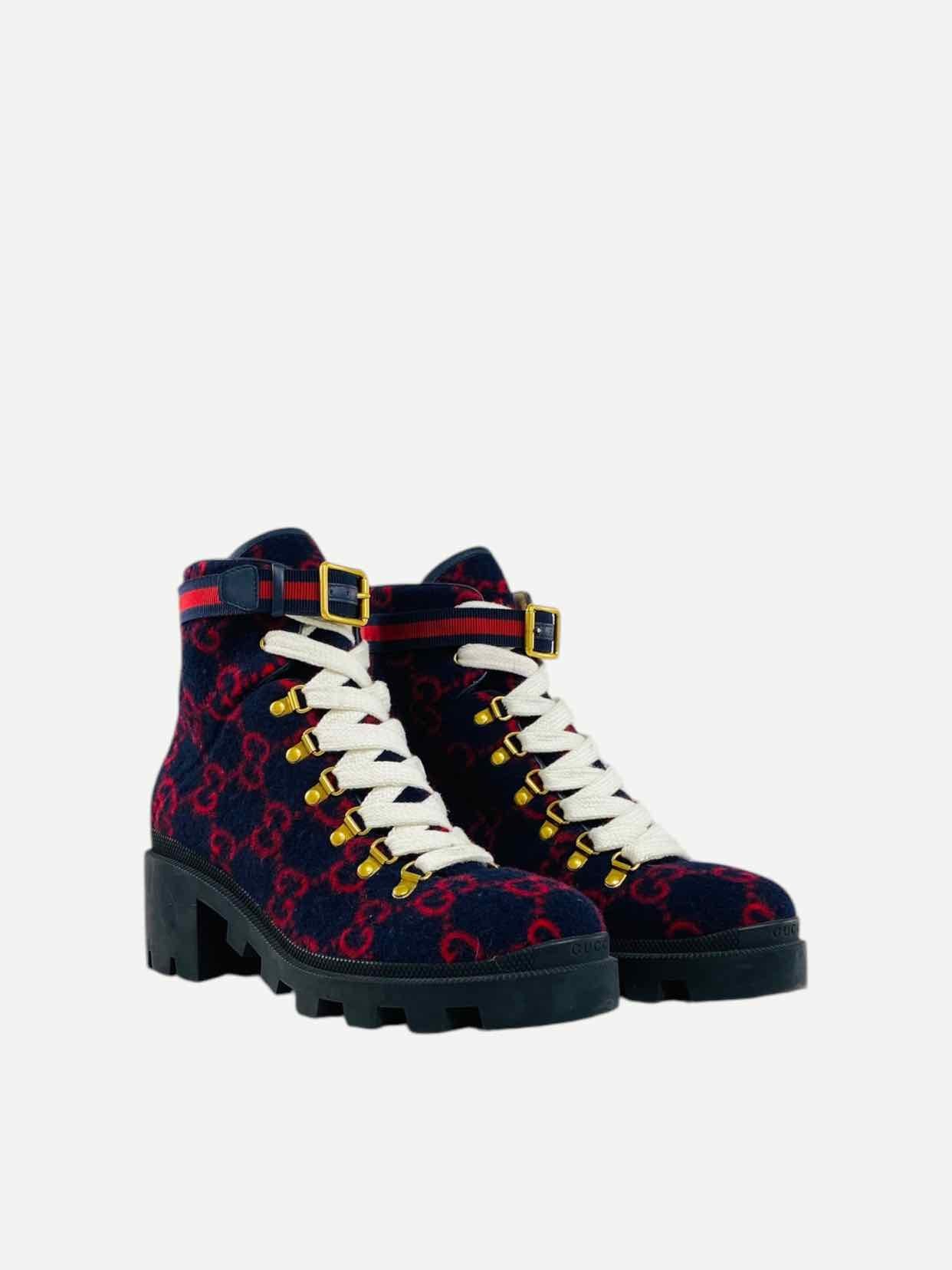 GUCCI Combat Blue & Red Size EU 40 Ankle Boots