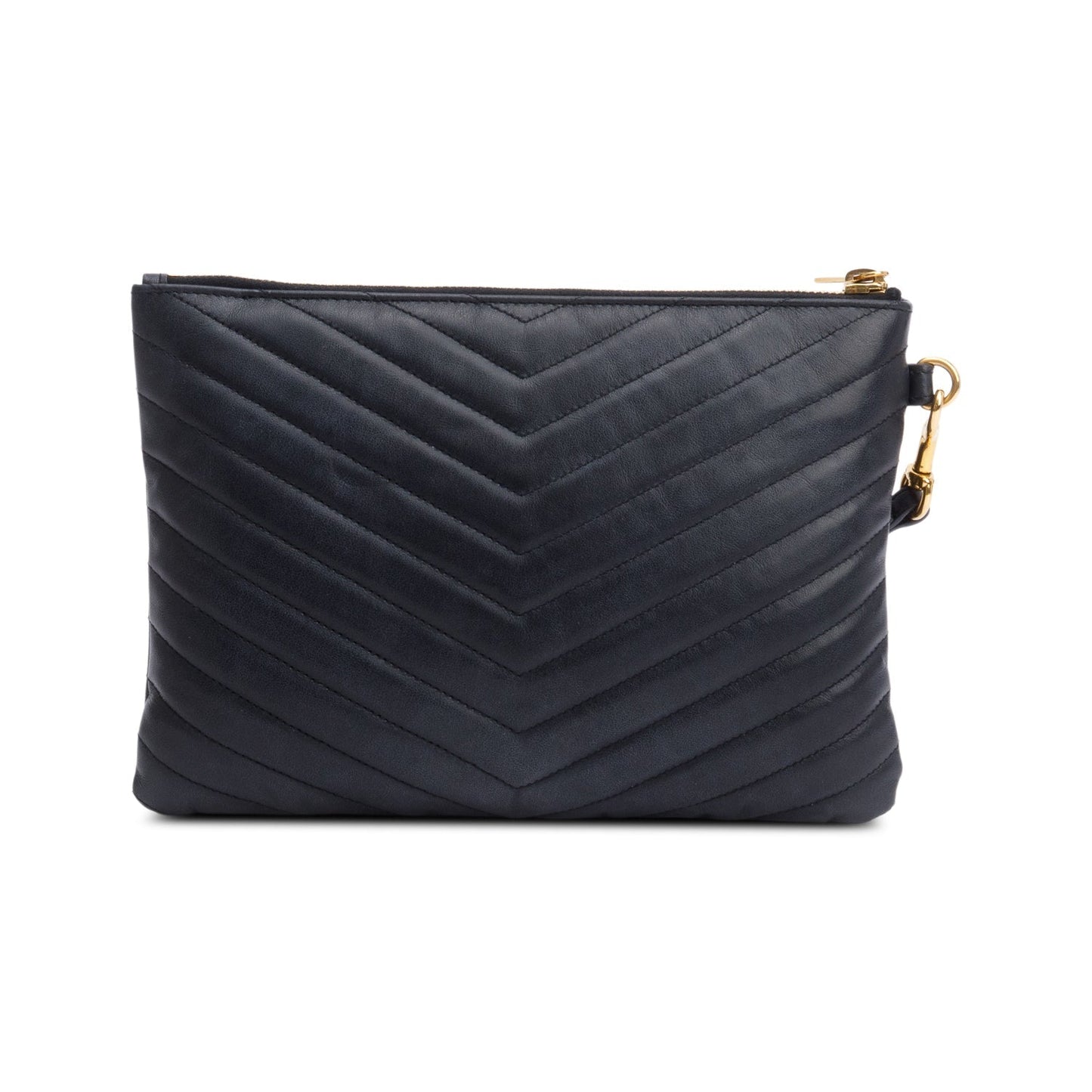 Saint Laurent Black Leather Cassandre Matelasse A5 Pouch