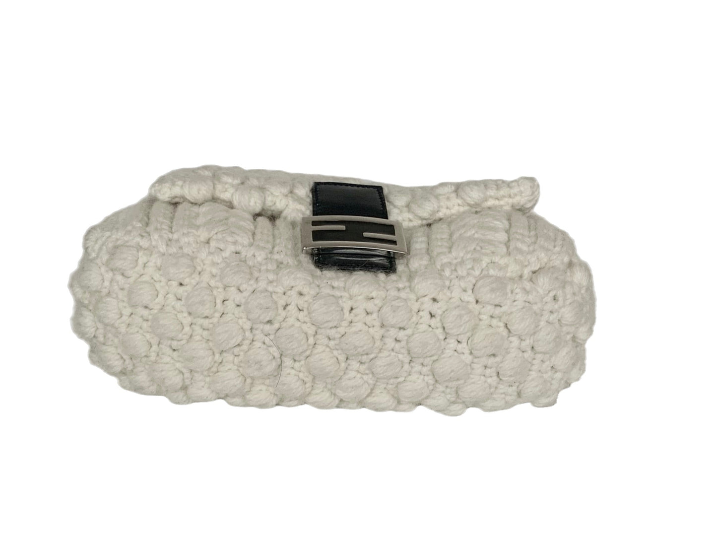Fendi Mamma Baguette White Wool Pom pom