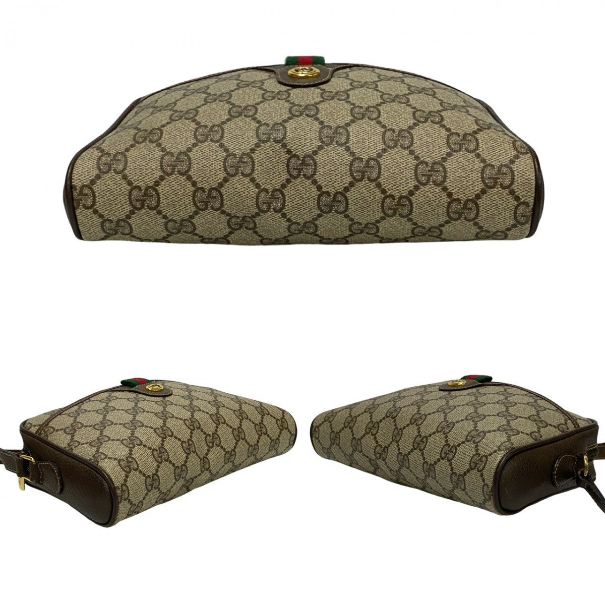 GUCCI Shoulder Bag leather Brown GG logo Pattern Sherry line