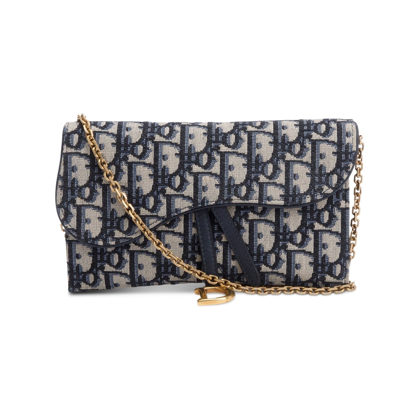 Christian Dior Oblique Jacquard Saddle Pouch with Chain