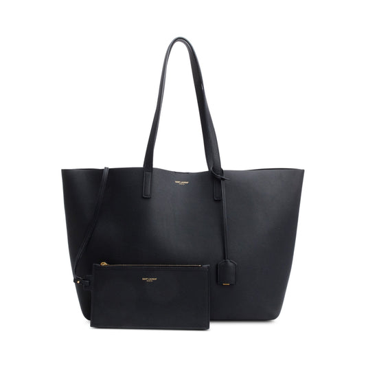 Saint Laurent Black Leather Large E/W Shopping Tote