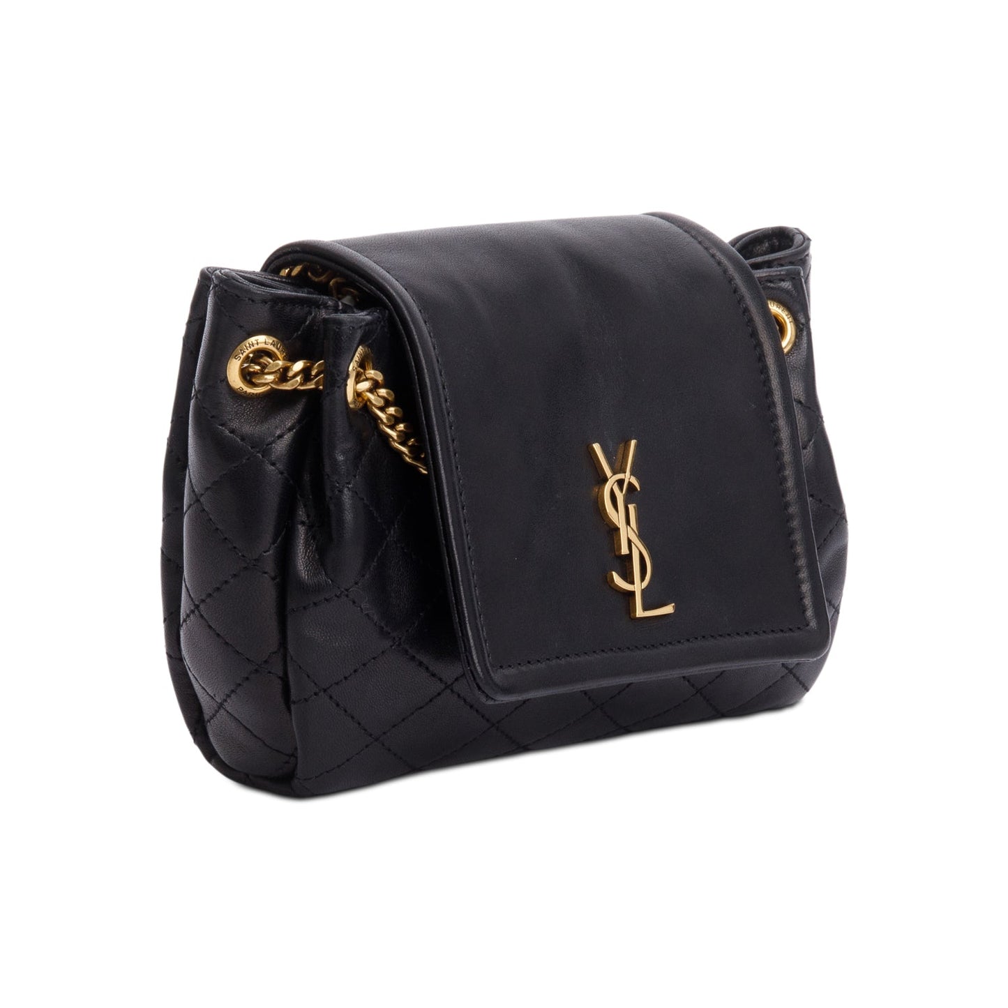 Saint Laurent Black Lambskin Leather Mini Nolita Shoulder Bag