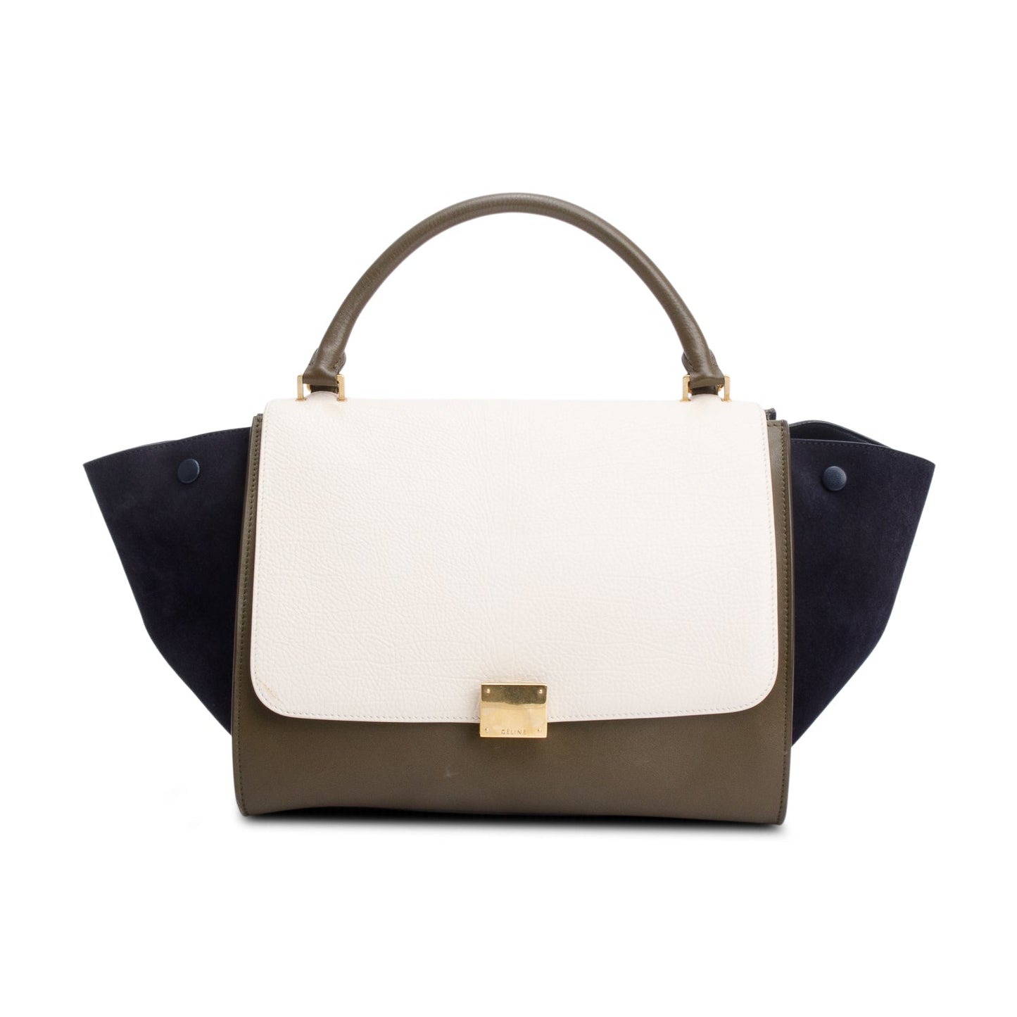 Celine Tricolor Calfskin Leather and Suede Medium Trapeze Bag