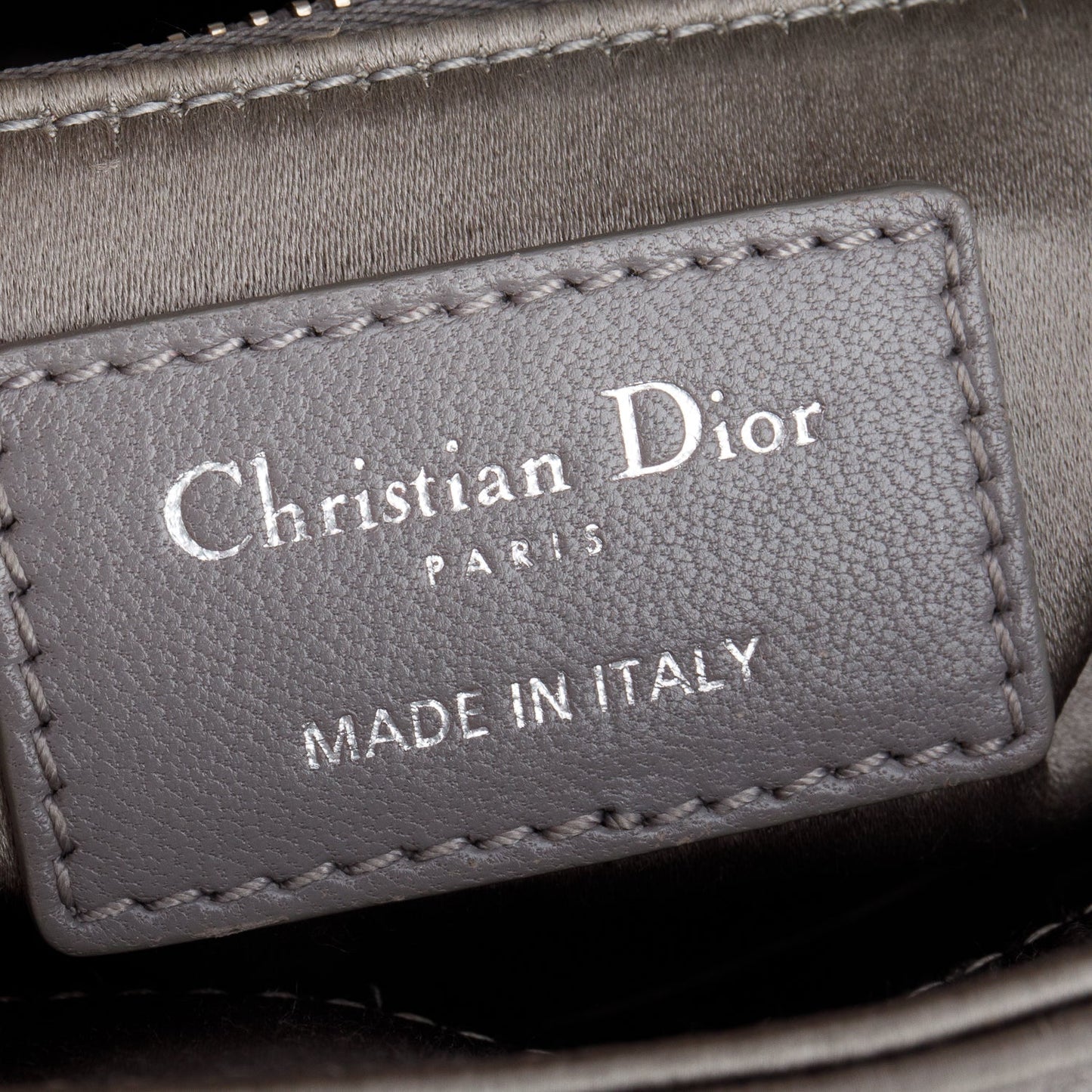 Christian Dior Grey Cannage Satin Crystal Embellished Mini Lady Dior Bag