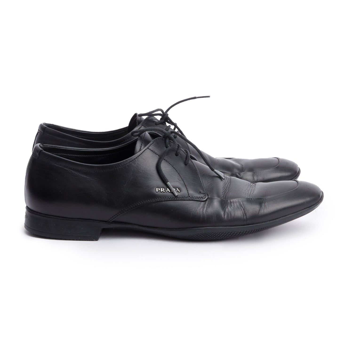 Prada Black Leather Laced Oxford Men's Shoes, Size 7