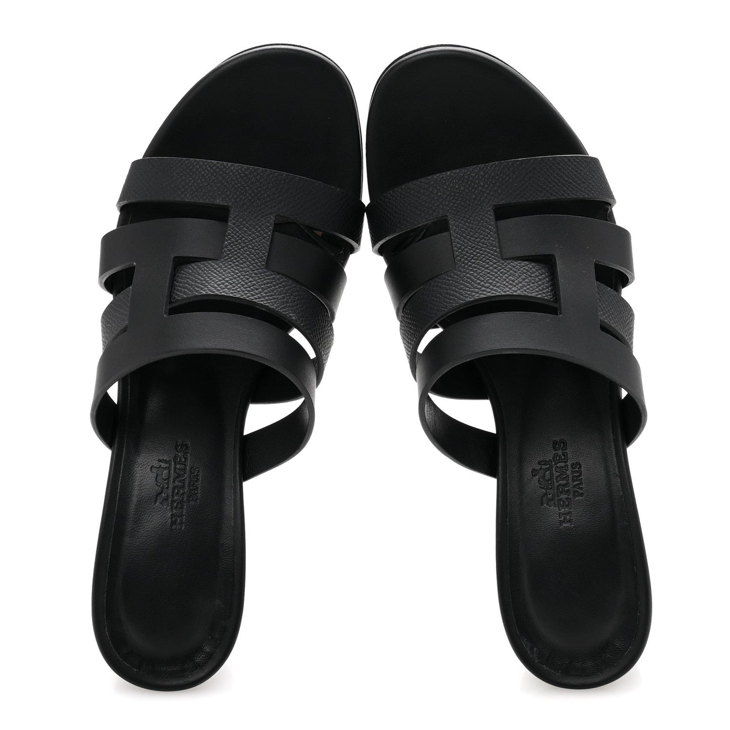 Hermes Calfskin Epsom Amica Sandals 35 Black