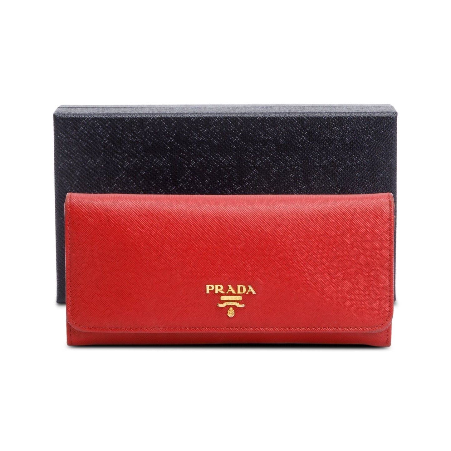 Prada Red Saffiano Leather Continental Wallet